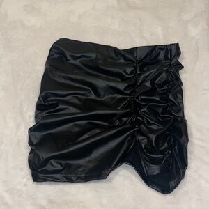 Black Ruched Mini Skirt